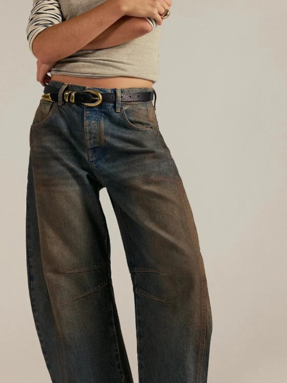🤎NWT Free People Good Luck Mid-Rise Barrel Jeans - Picture 4 of 15